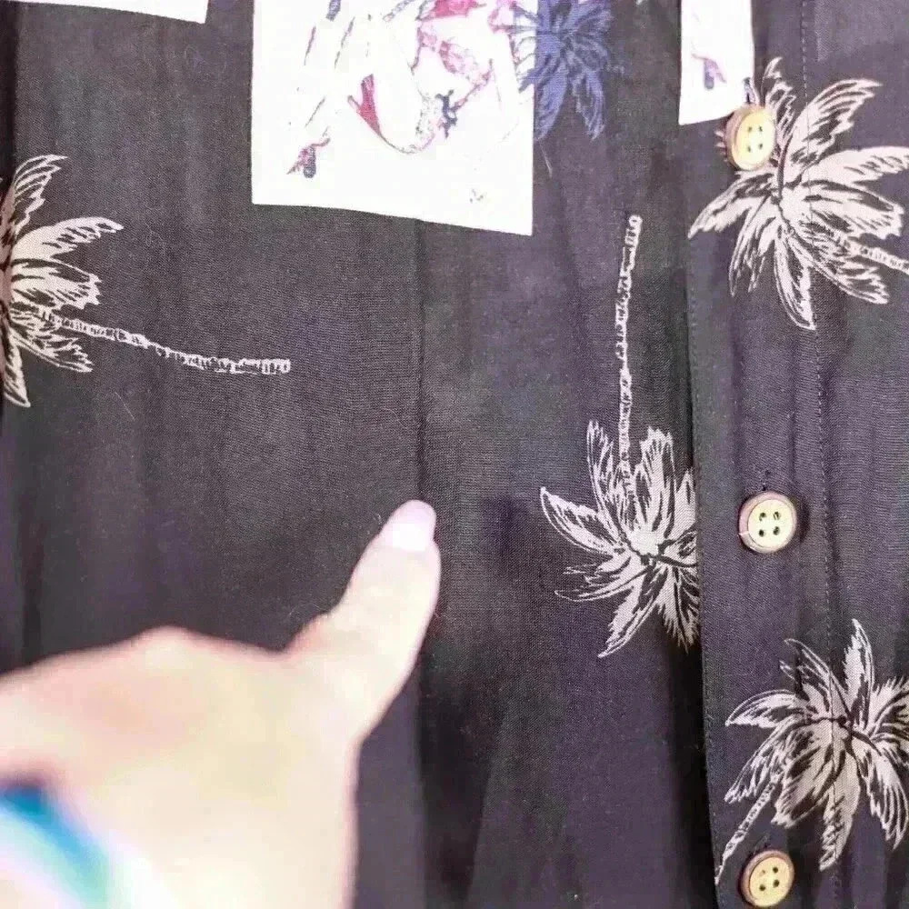 Imprints Size L Black Hawaiian shirt pinup hidden art; art to wear button down - Picture 8 of 15